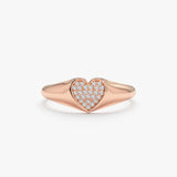 Rose gold pave heart signet