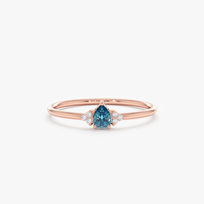Rose Diamond Blue Topaz Ring