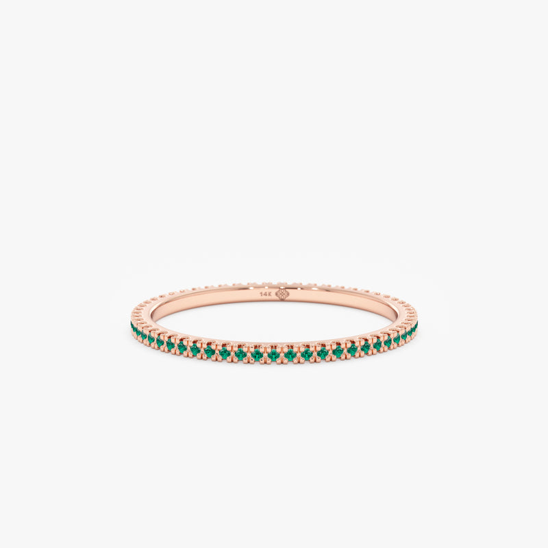 Rose Gold Natural Emerald Eternity