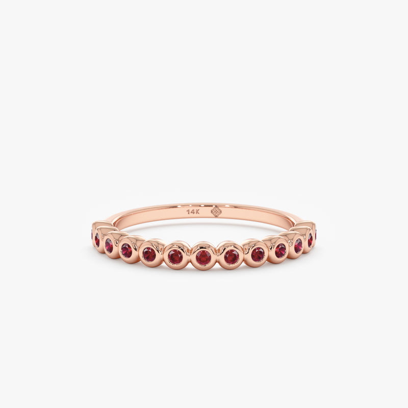 Rose Gold Ruby Half Eternity Band
