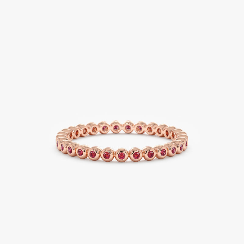 Rose Gold Bezel Ruby Eternity Band