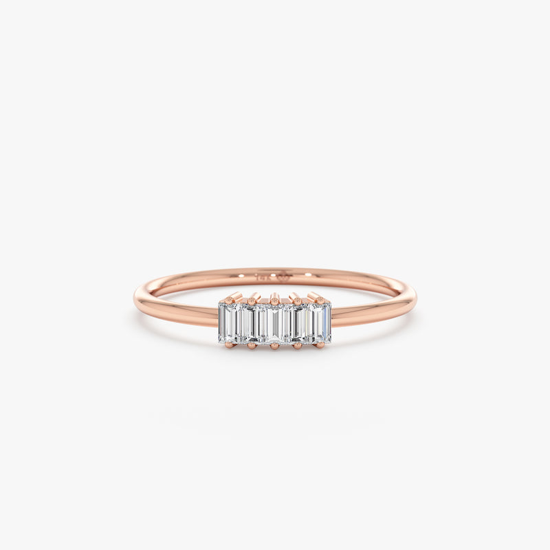 Rose gold baguette ring