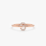 Rose Gold Diamond Initial Ring