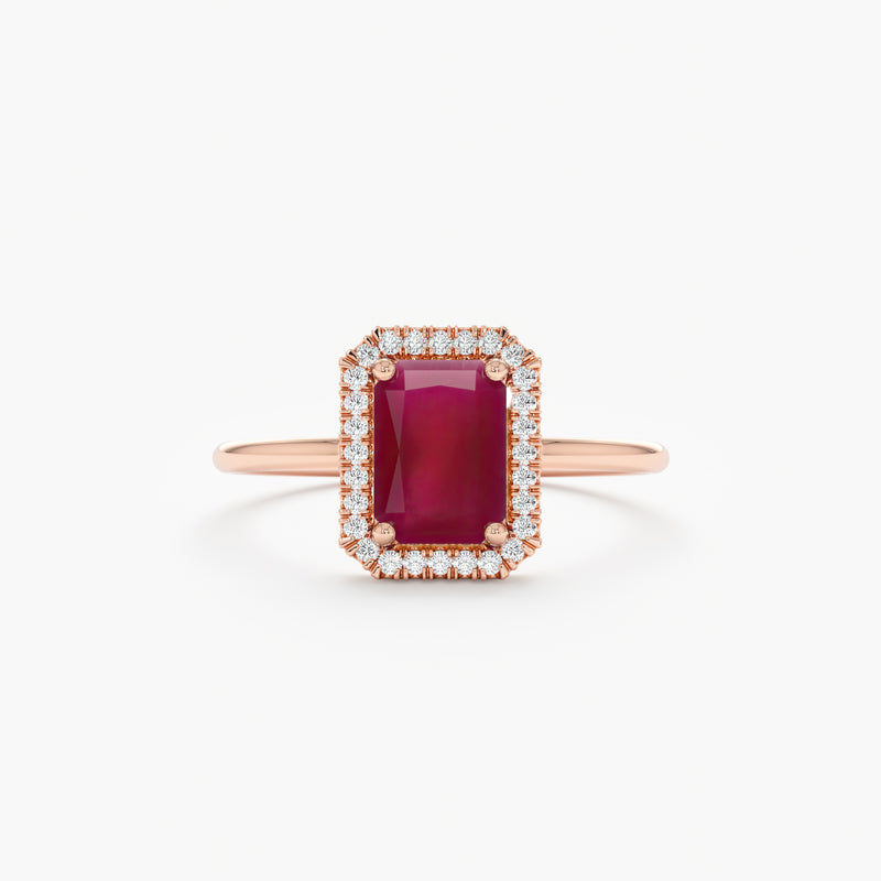 Large Rose Gold Ruby Diamond Ring