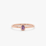 Rose Gold Pear Shape Amethyst Bezel Ring