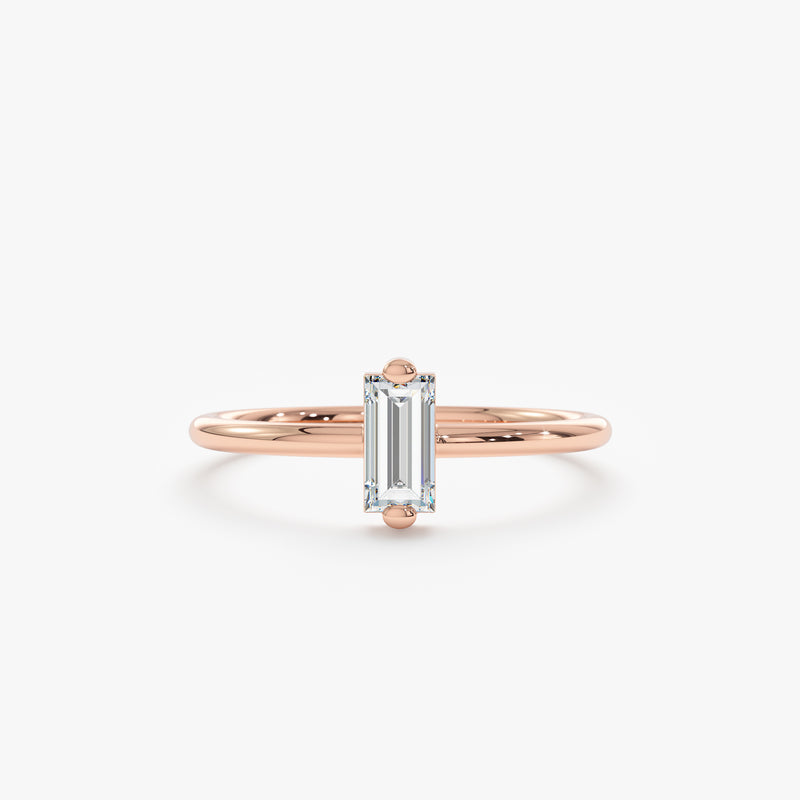 Rose gold baguette diamond ring
