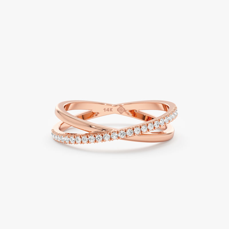 rose gold natural diamond X ring