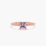 Rose Gold Prong Set Amethyst Ring