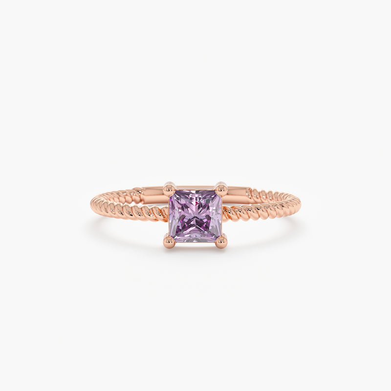 Rose Gold Prong Set Amethyst Ring