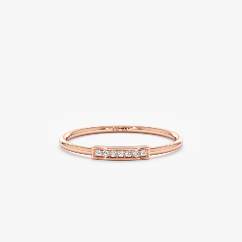Rose Gold Pave Diamond Bar Ring