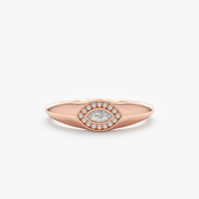 Rose Gold Diamond Evil Eye Ring