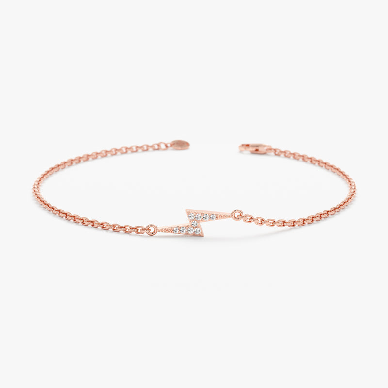 Rose Gold Diamond Lightning Bolt Bracelet