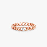 Rose Gold Diamond Cuban Chain Ring