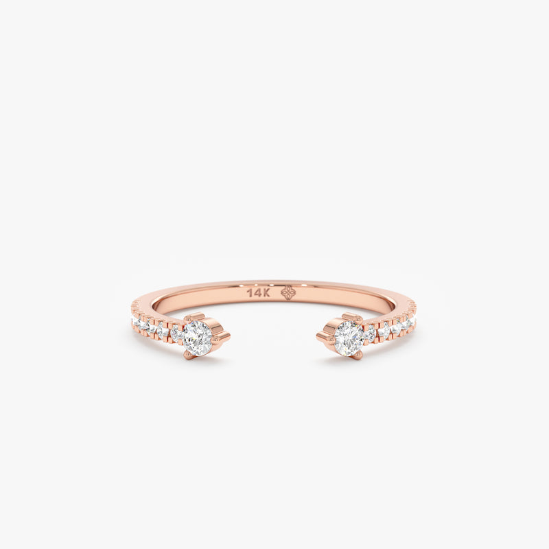 rose gold natural diamond cuff ring