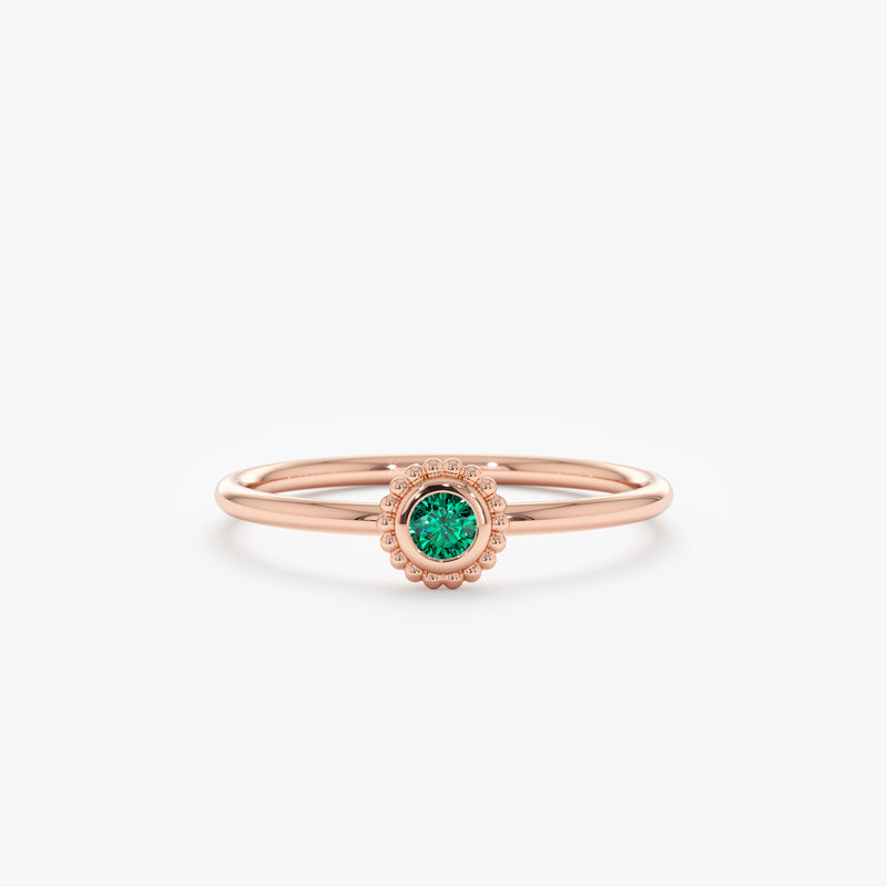 Rose Gold Emerald Art Deco Ring
