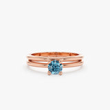 Blue diamond rose gold engagement ring