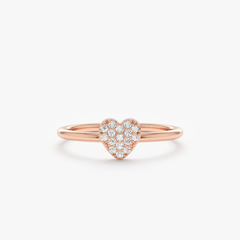 Rose Gold Diamond Heart Ring