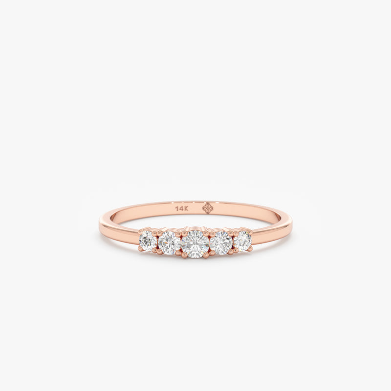 Rose Gold Graduated Diamond Ring
