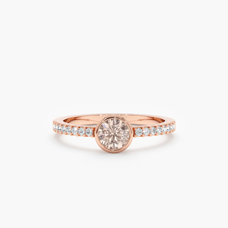 Rose Gold Diamond and Morganite Bezel Ring