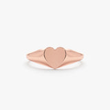 Rose Gold Plain Heart Signet Ring - SARAH ELISE
