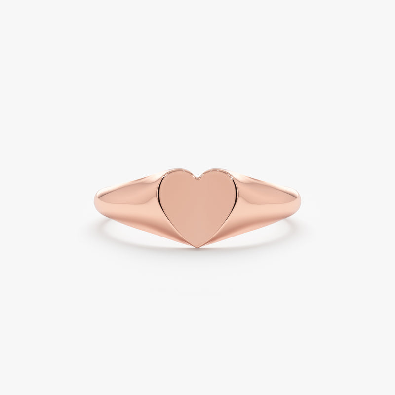 Rose Gold Plain Heart Signet Ring - SARAH ELISE