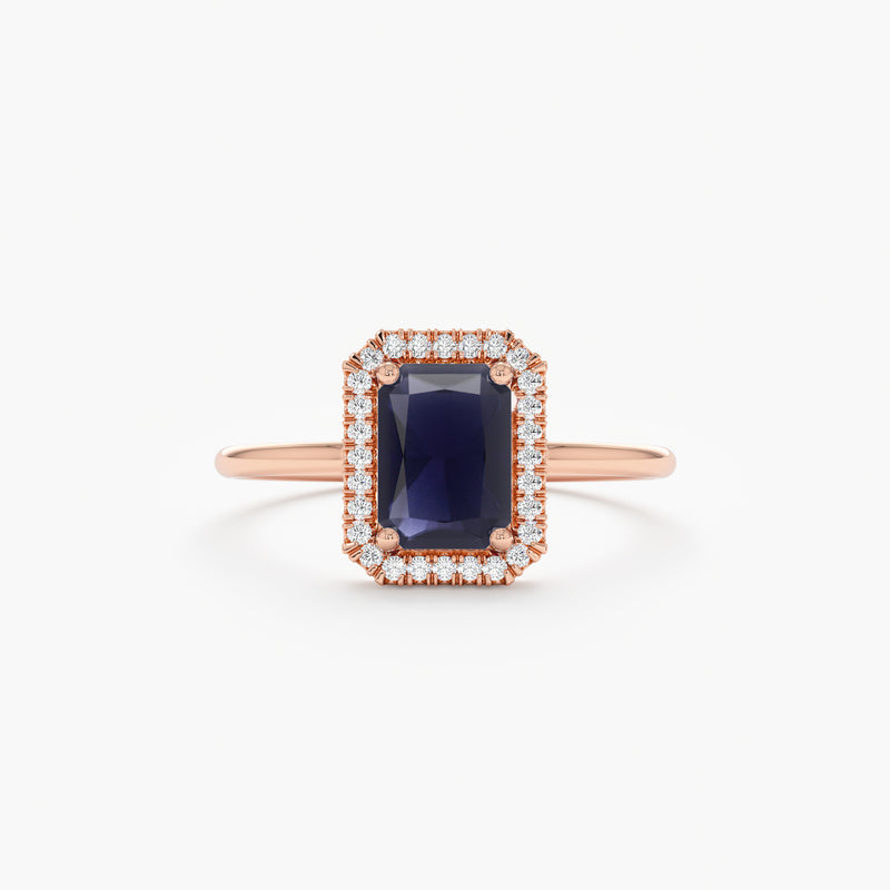 Rose Gold Sapphire Diamond Promise Ring