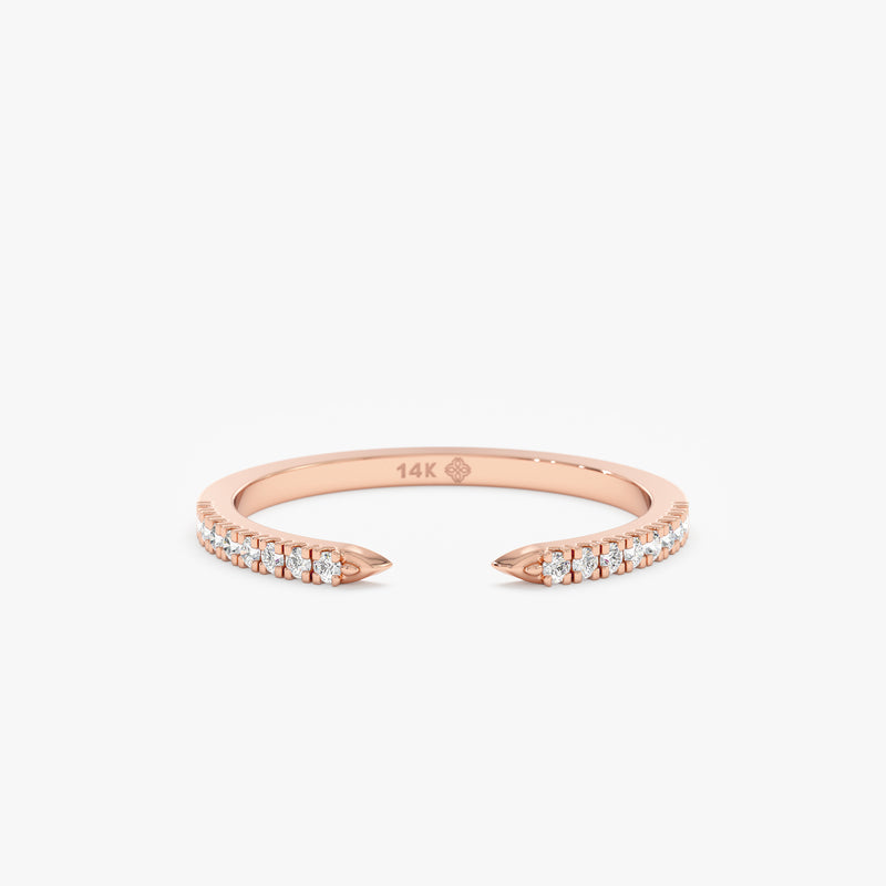 rose gold cuff ring with natural diamonds