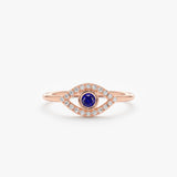 Rose Gold Diamond Sapphire Evil Eye Ring