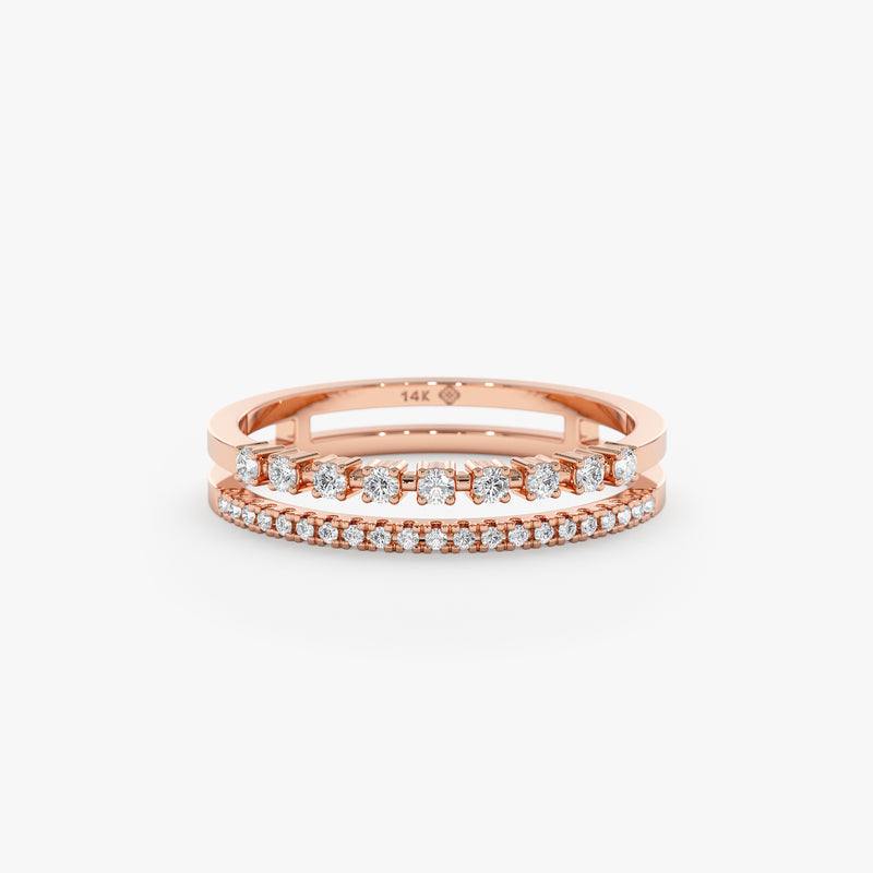 Rose Gold 2 Line Engagement Ring 