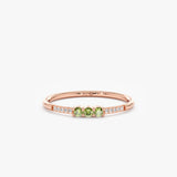 Rose Gold Peridot Ring with Diamonds