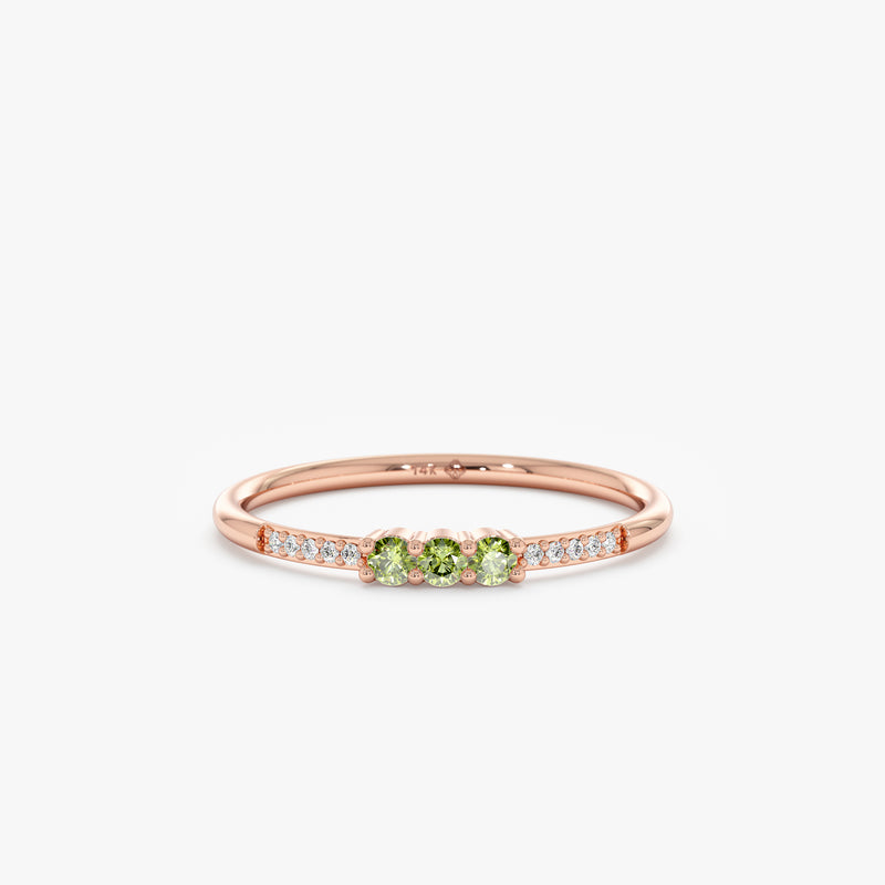 Rose Gold Peridot Ring with Diamonds