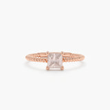 Rose Gold Prong Set Rose Quartz Ring