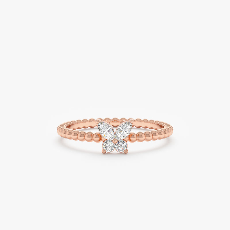 Rose Gold Diamond Butterfly Ring