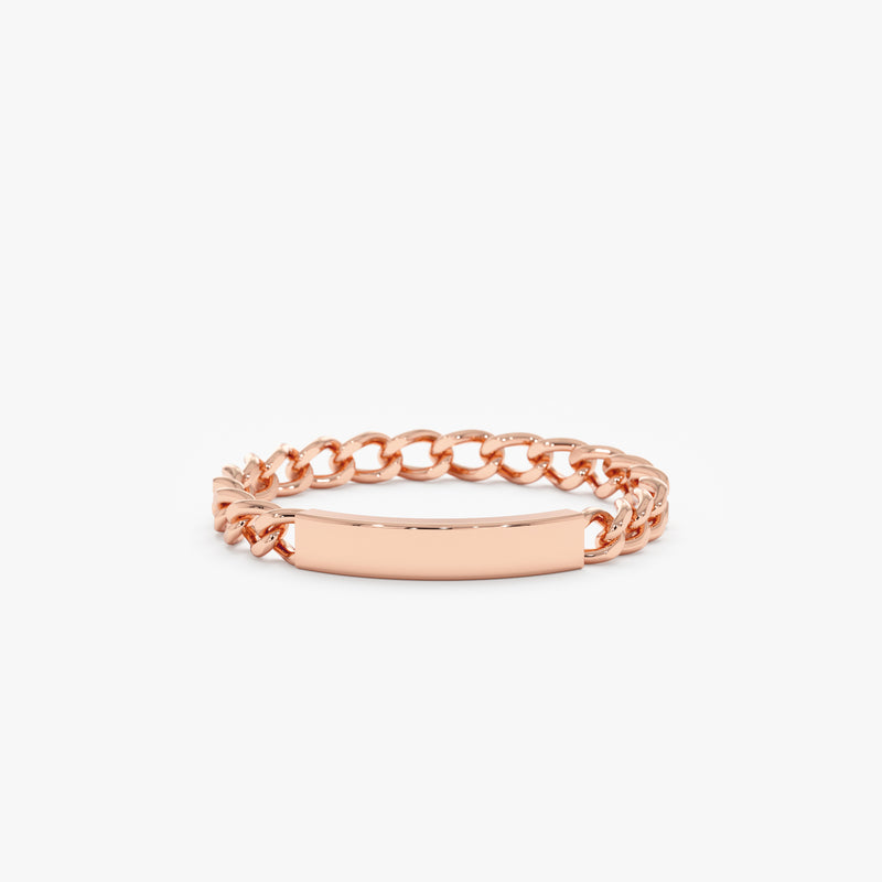 Rose Gold Cuban Chain ID Ring