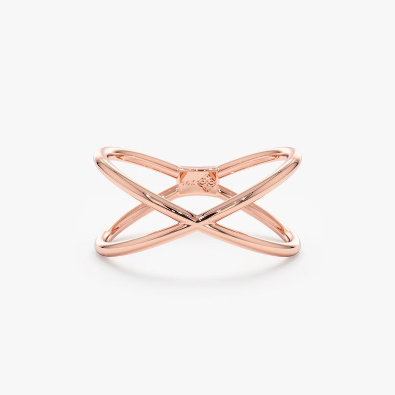 Dainty Rose Gold X Ring