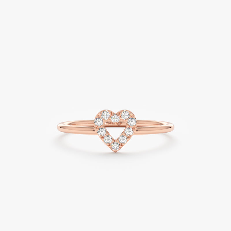 Rose Gold Diamond Heart Ring