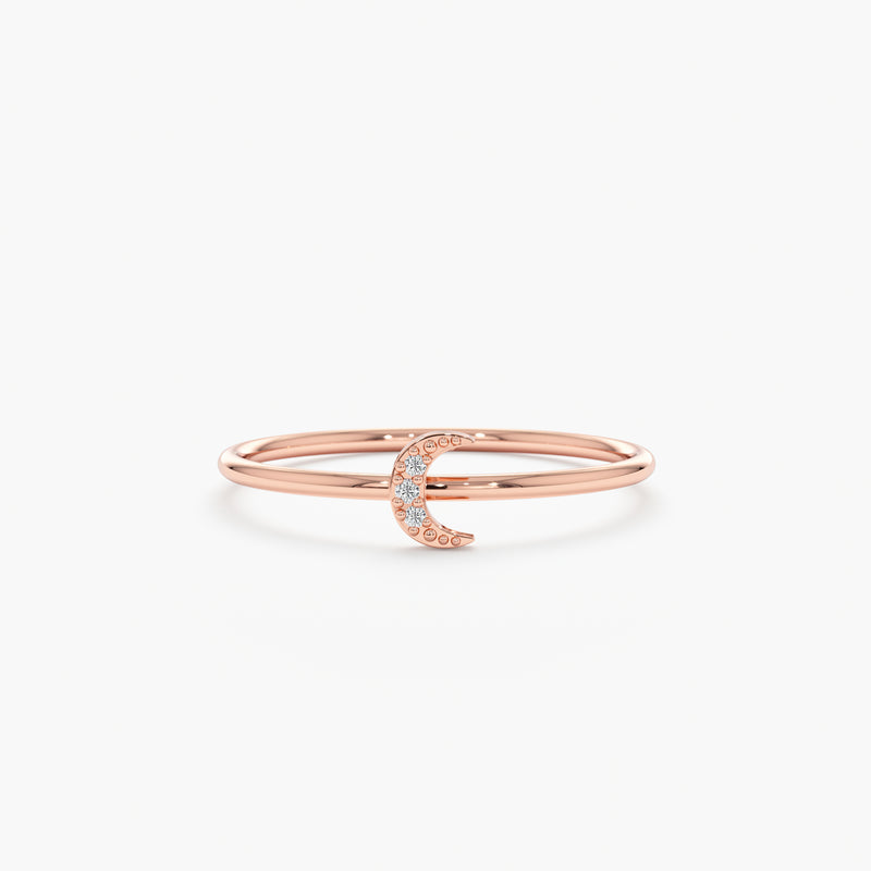 Rose Gold Mini Diamond Moon Ring