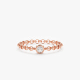 Rose Gold Diamond Bezel Chain Ring