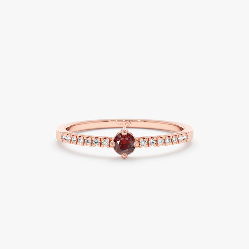 Rose Gold Diamond Garnet Ring
