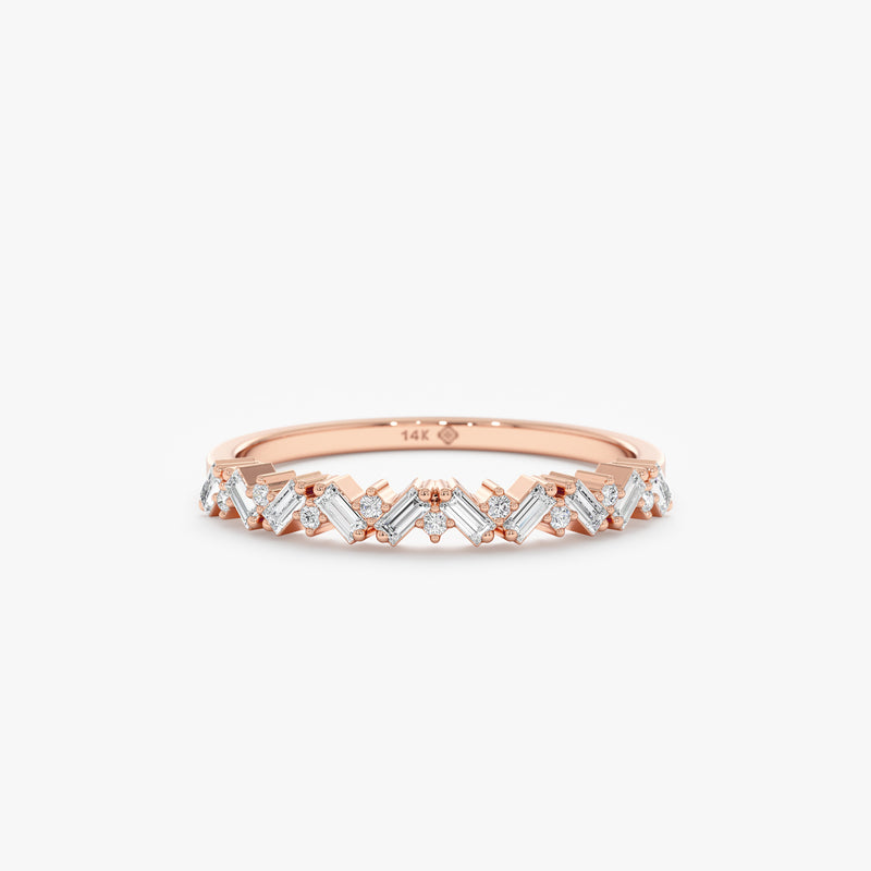 Rose Gold Baguette Cluster band