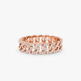 Rose Gold Diamond Cuban Chain Ring
