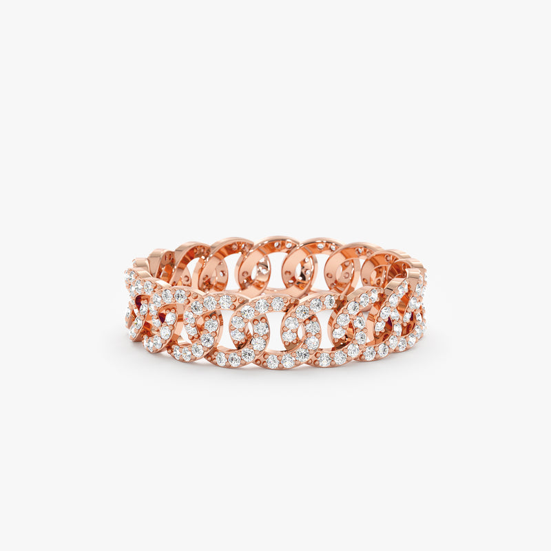 Rose Gold Diamond Cuban Chain Ring
