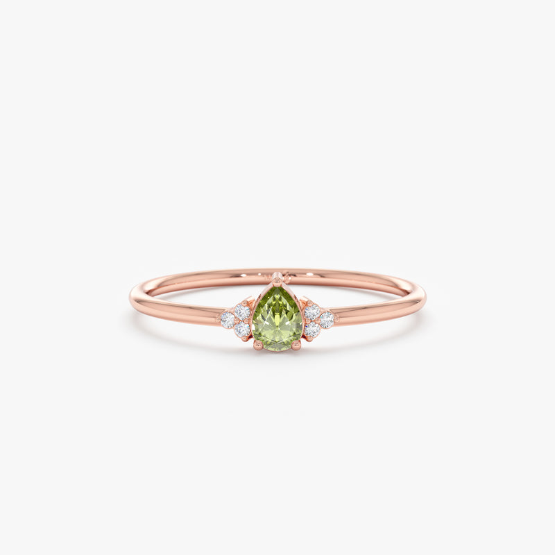 Rose Gold Peridot August Ring