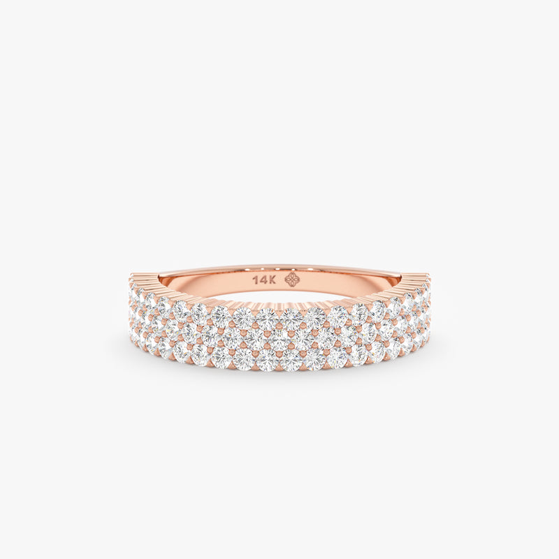 rose gold thick natural diamond band