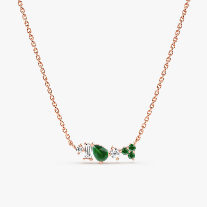 rose gold may birthstone emerald april birthstone diamond necklace