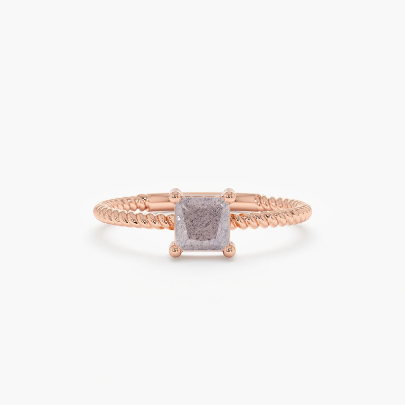 Rose Gold Prong Set Labradorite Ring