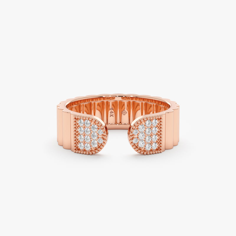 rose gold natural diamond cuff band
