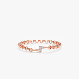 Rose Gold Diamond Lightning Chain Ring