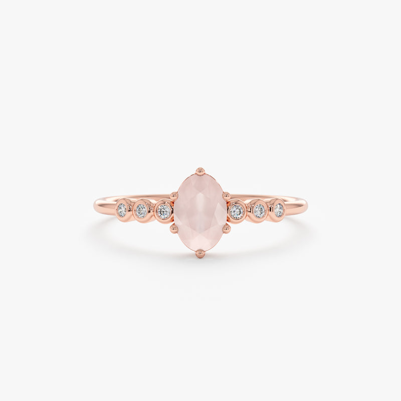 Rose gold rose quartz ring