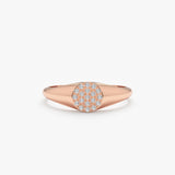 Rose gold signet ring with april birthstone diamonds